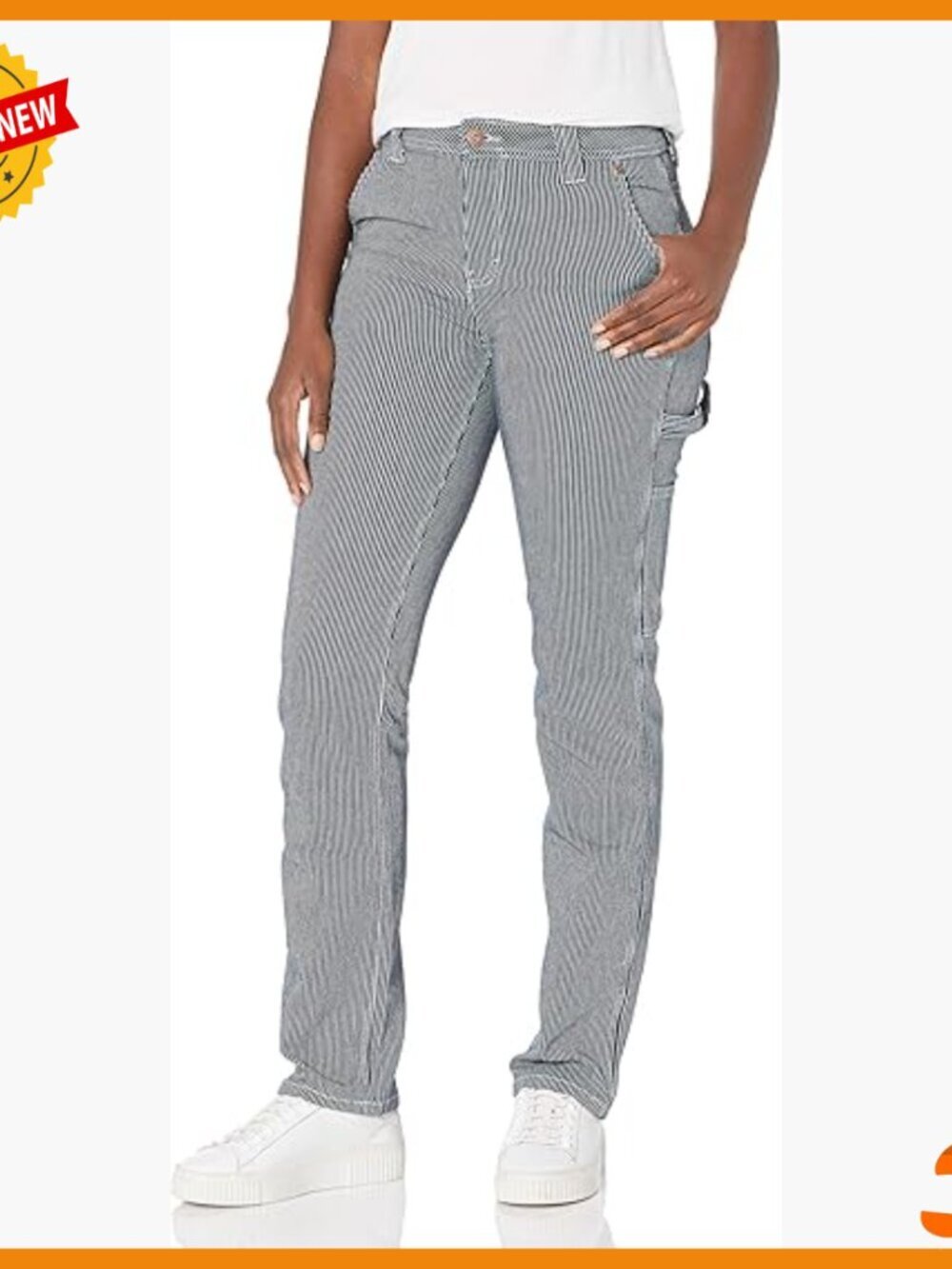 Relaxed Straight Carpenter Work Pants with Stretch Fabric and 7 Pockets
